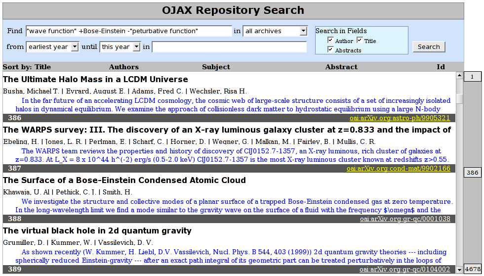 OJAX search results